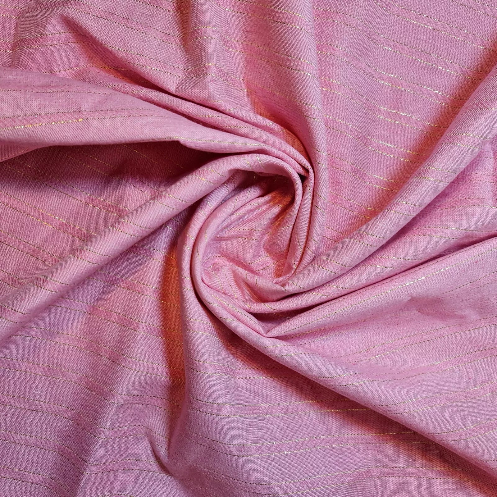 100% Cotton Linen Fabric Lurex Stripe Dress Craft Quilting Material 44