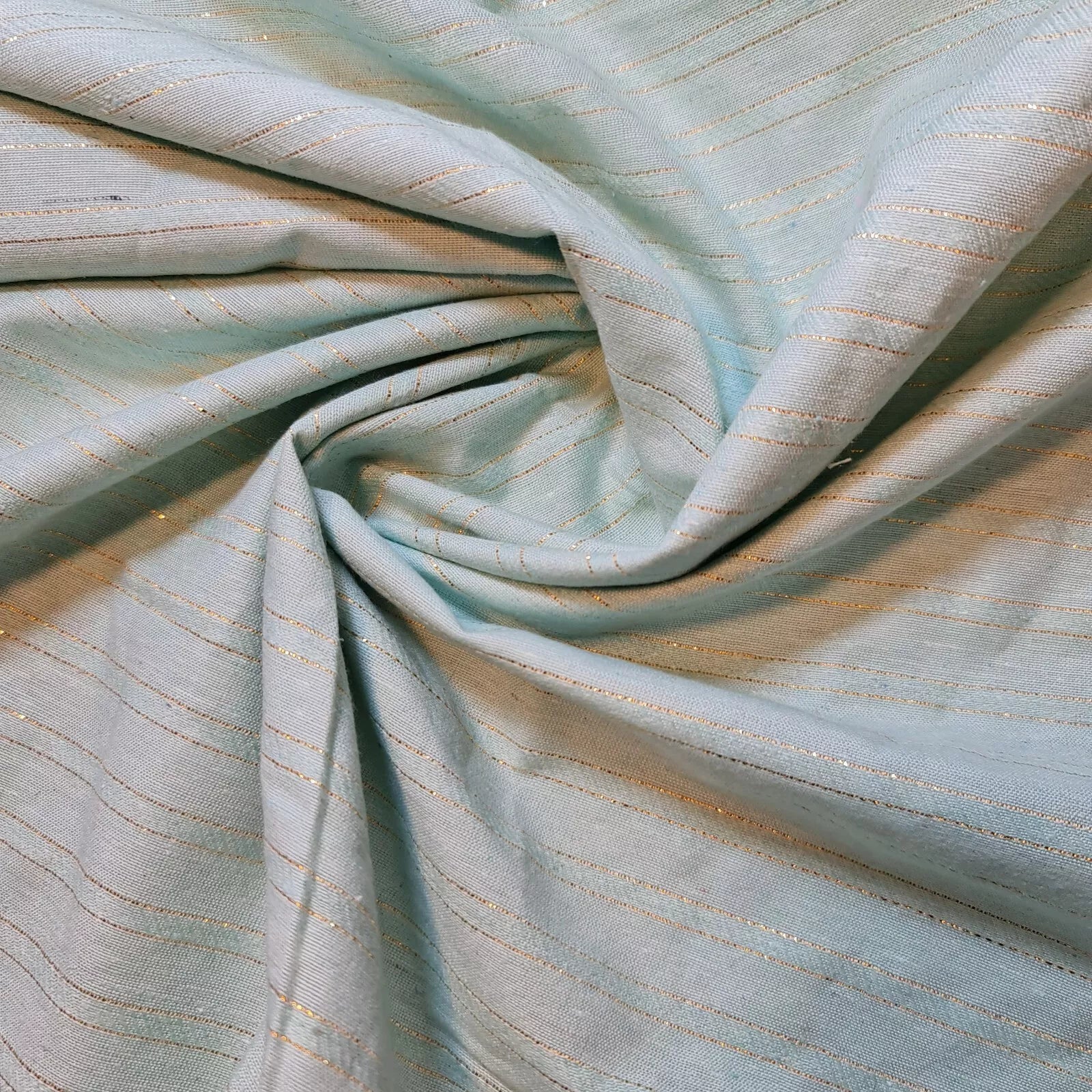 100% Cotton Linen Fabric Lurex Stripe Dress Craft Quilting Material 44