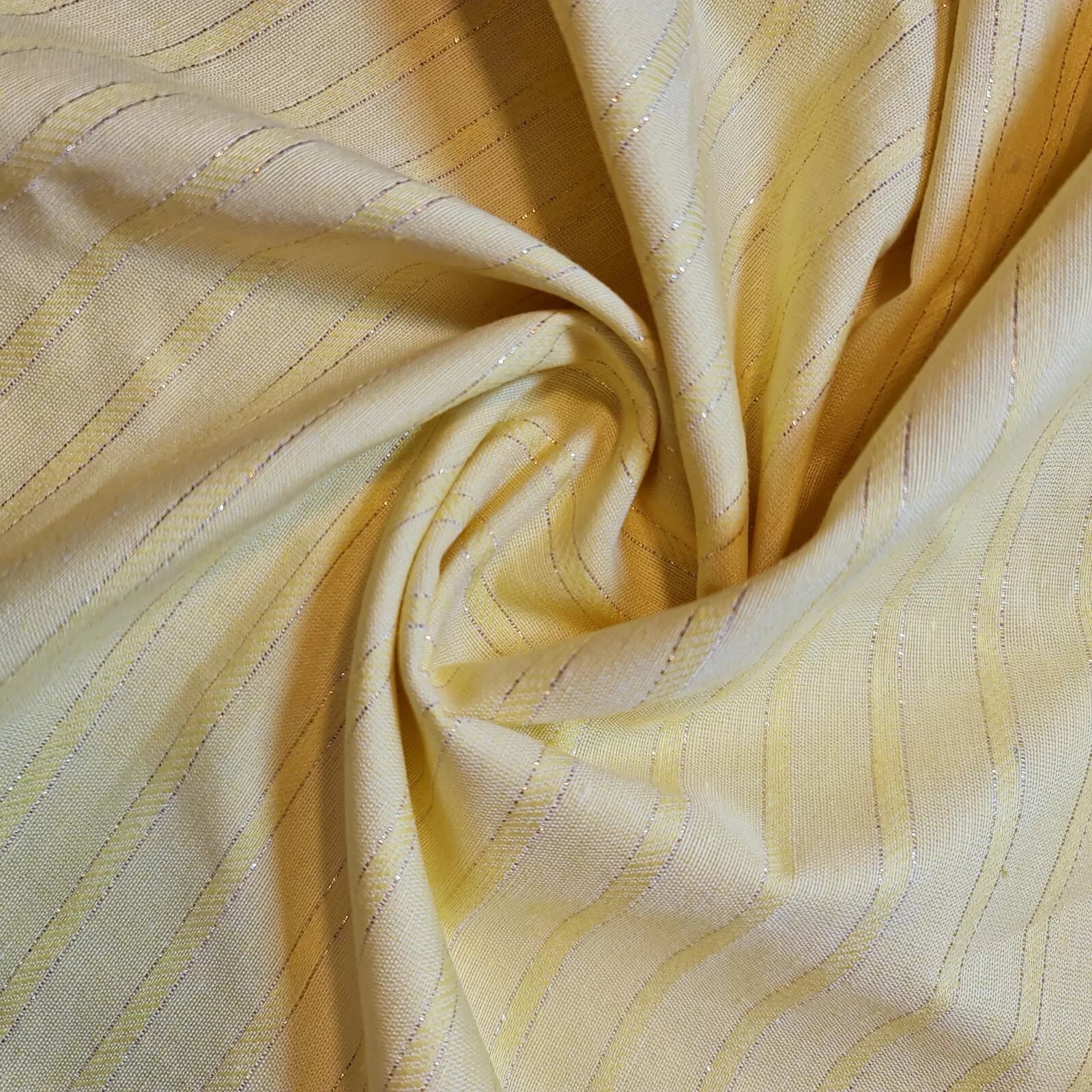100% Cotton Linen Fabric Lurex Stripe Dress Craft Quilting Material 44