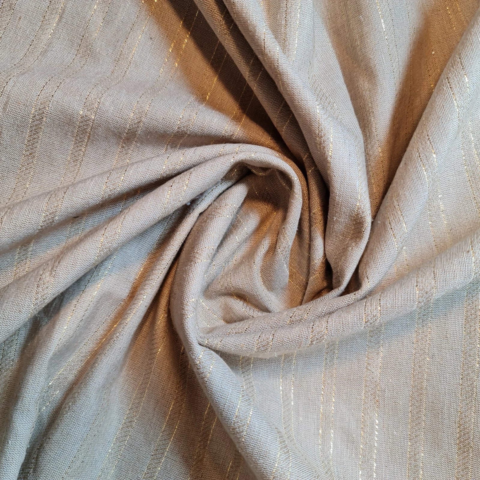 100% Cotton Linen Fabric Lurex Stripe Dress Craft Quilting Material 44