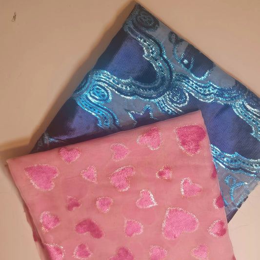 Velvet Velour Floral Hearts Devore Chiffon Sheer Burnout Craft Dress Fabric 44" Wide By The Meter