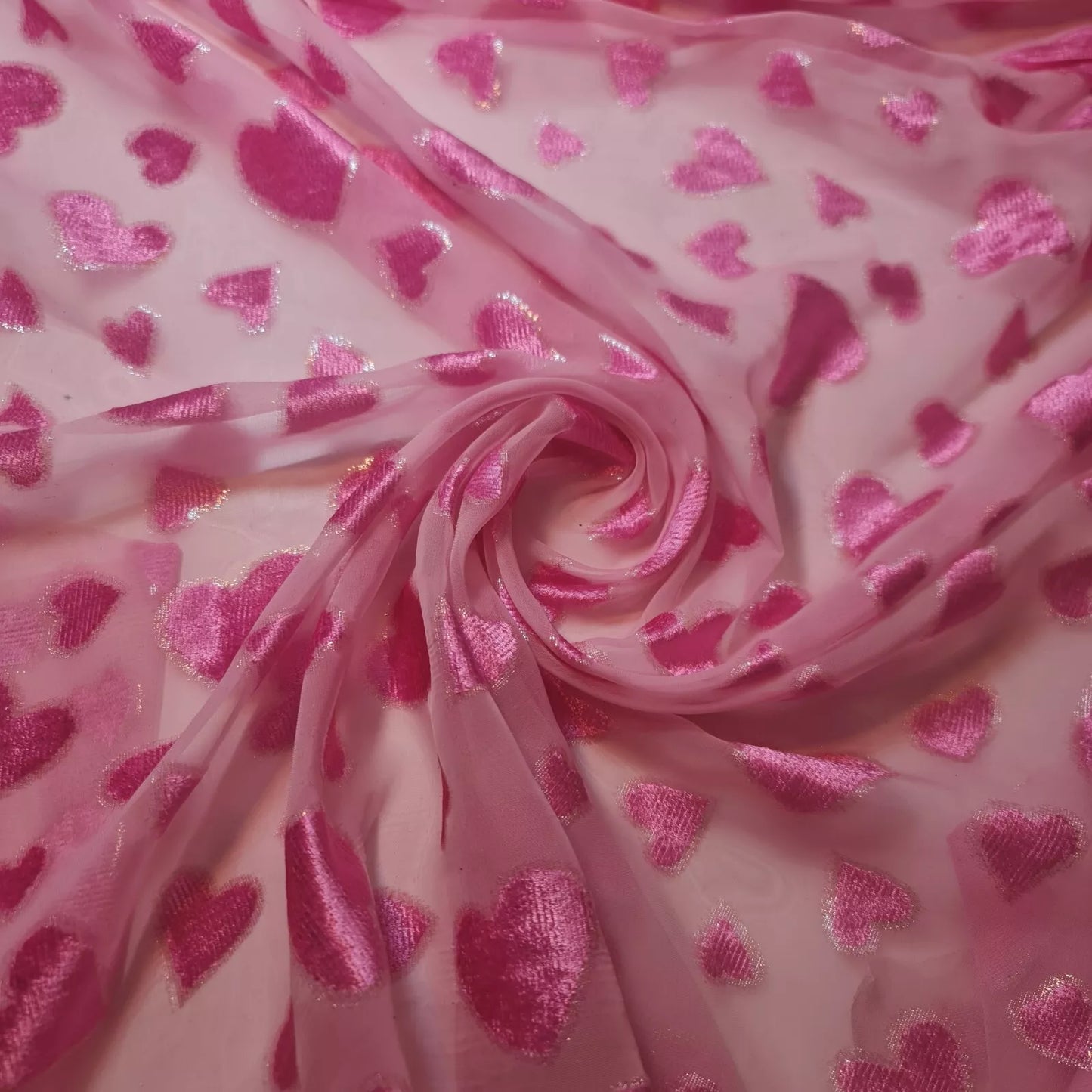 Velvet Velour Floral Hearts Devore Chiffon Sheer Burnout Craft Dress Fabric 44" Wide By The Meter