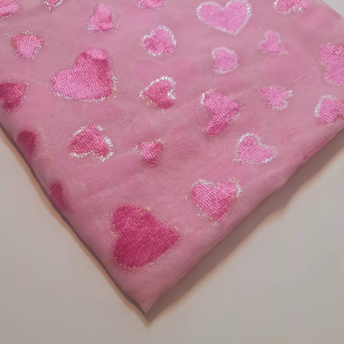 Velvet Velour Floral Hearts Devore Chiffon Sheer Burnout Craft Dress Fabric 44" Wide By The Meter