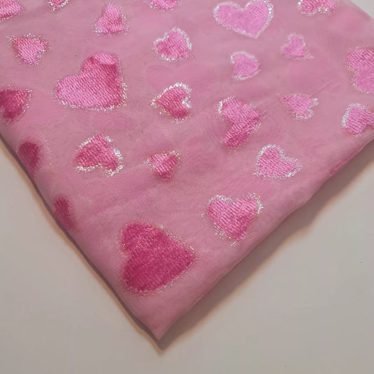 Velvet Velour Floral Hearts Devore Chiffon Sheer Burnout Craft Dress Fabric 44" Wide By The Meter