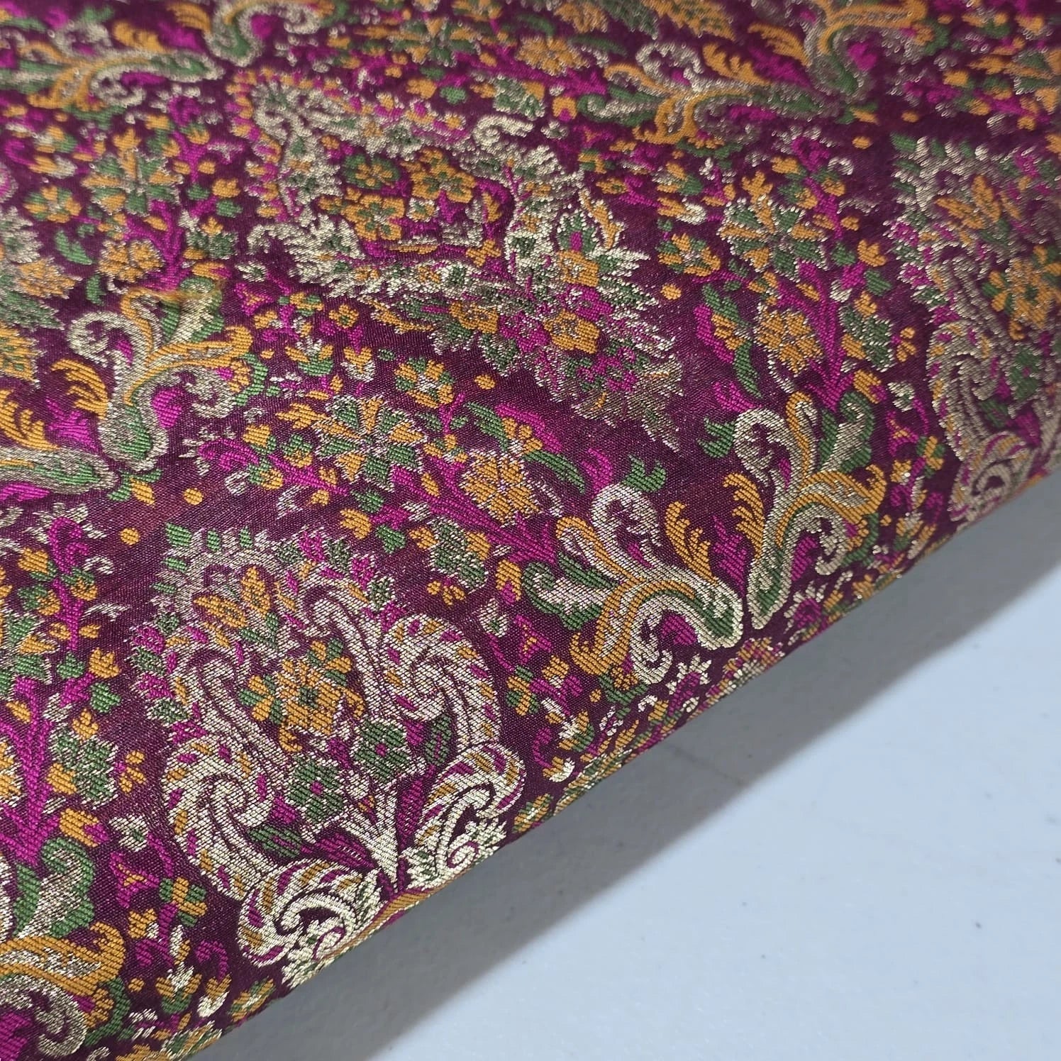Royal Mughal Paisley Gold Jacquard Banaras Brocade Dress Craft Fabric 44