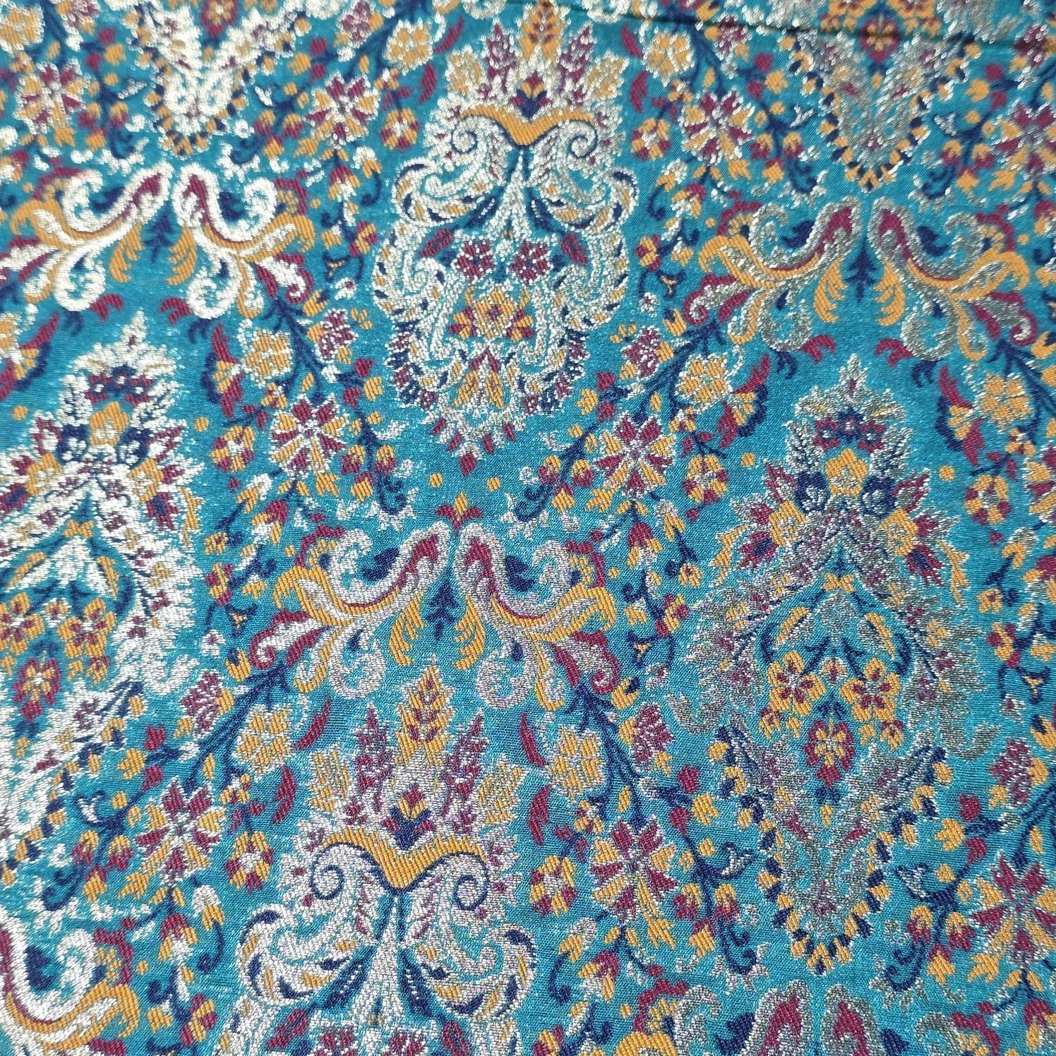 Royal Mughal Paisley Gold Jacquard Banaras Brocade Dress Craft Fabric 44