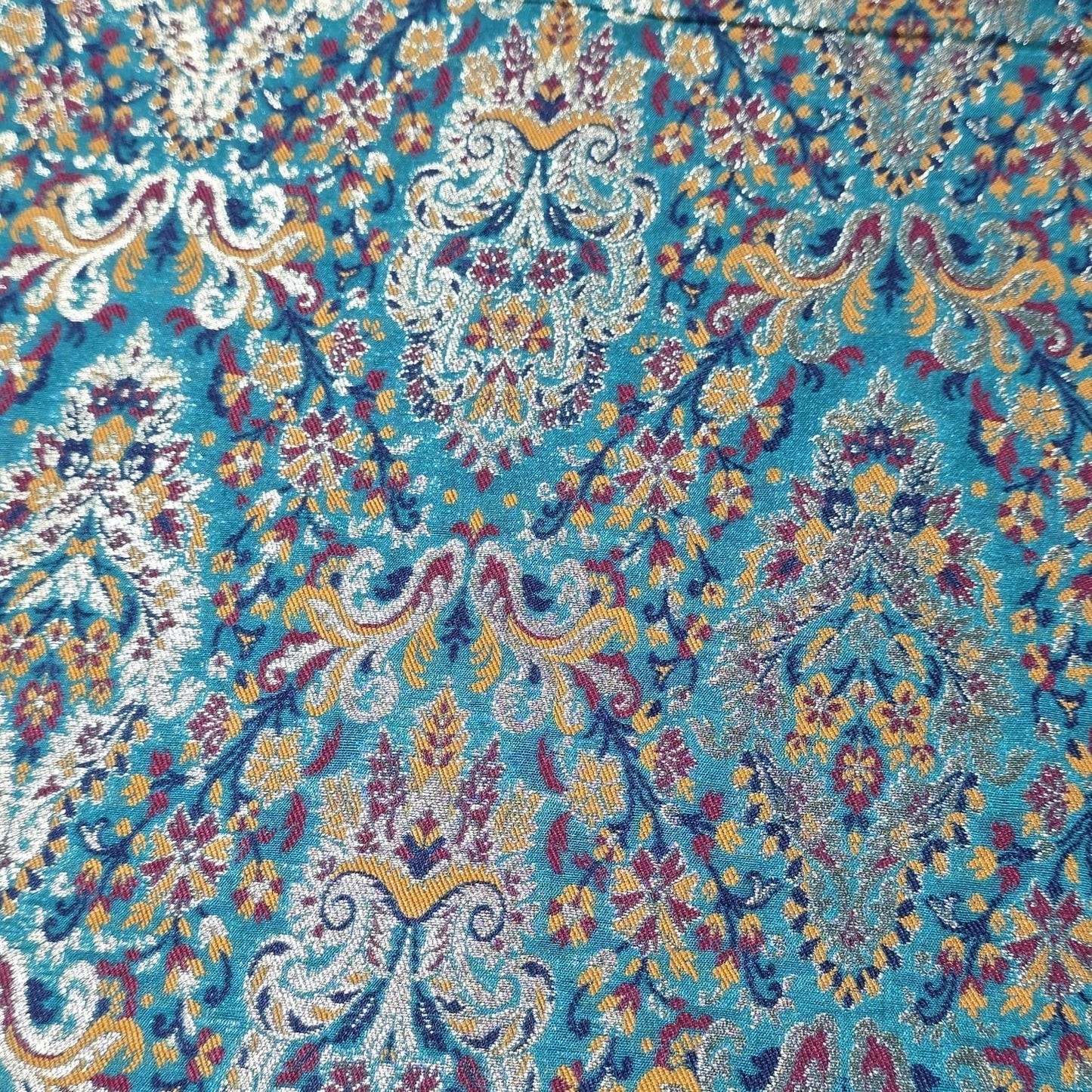 Royal Mughal Paisley Gold Jacquard Banaras Brocade Dress Craft Fabric 44" Wide By The Meter