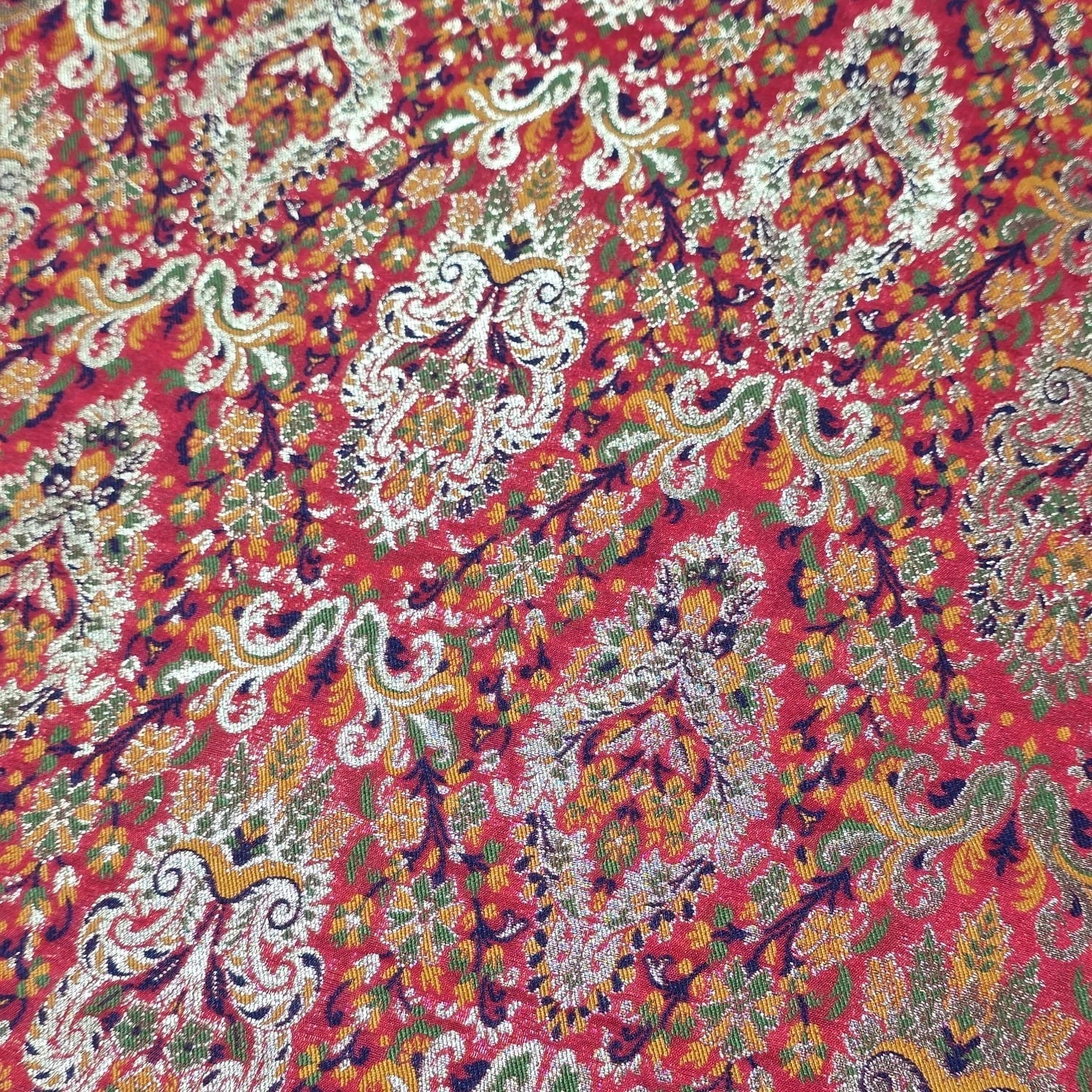 Royal Mughal Paisley Gold Jacquard Banaras Brocade Dress Craft Fabric 44