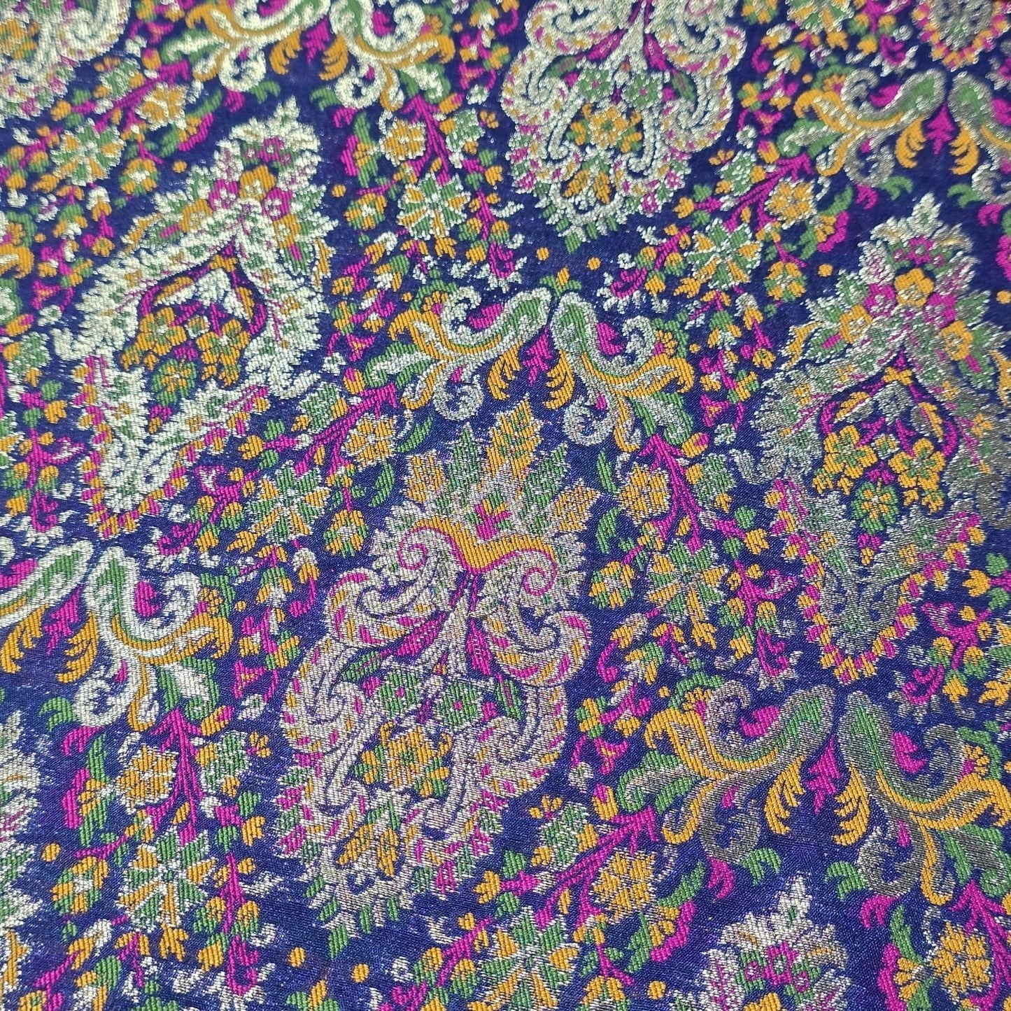 Royal Mughal Paisley Gold Jacquard Banaras Brocade Dress Craft Fabric 44" Wide By The Meter