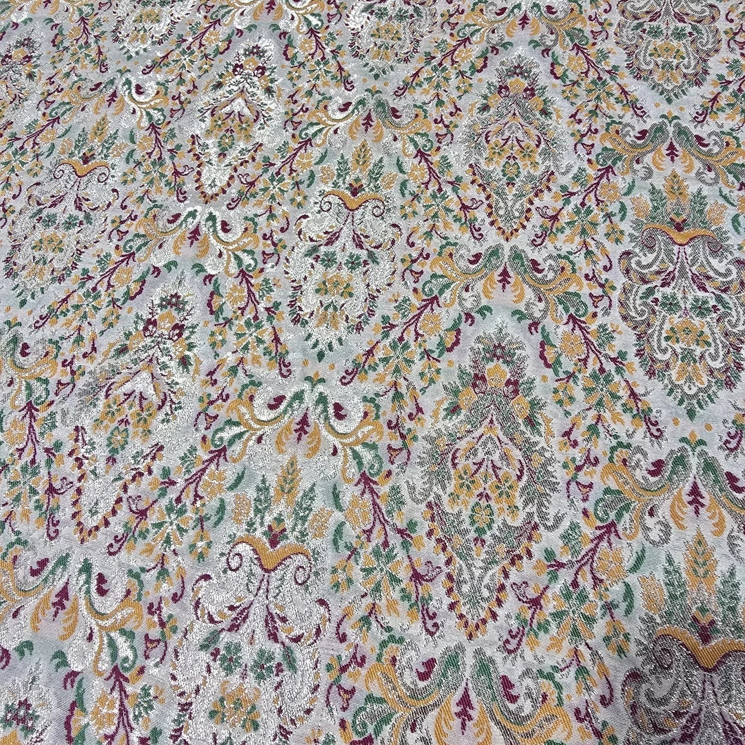 Royal Mughal Paisley Gold Jacquard Banaras Brocade Dress Craft Fabric 44