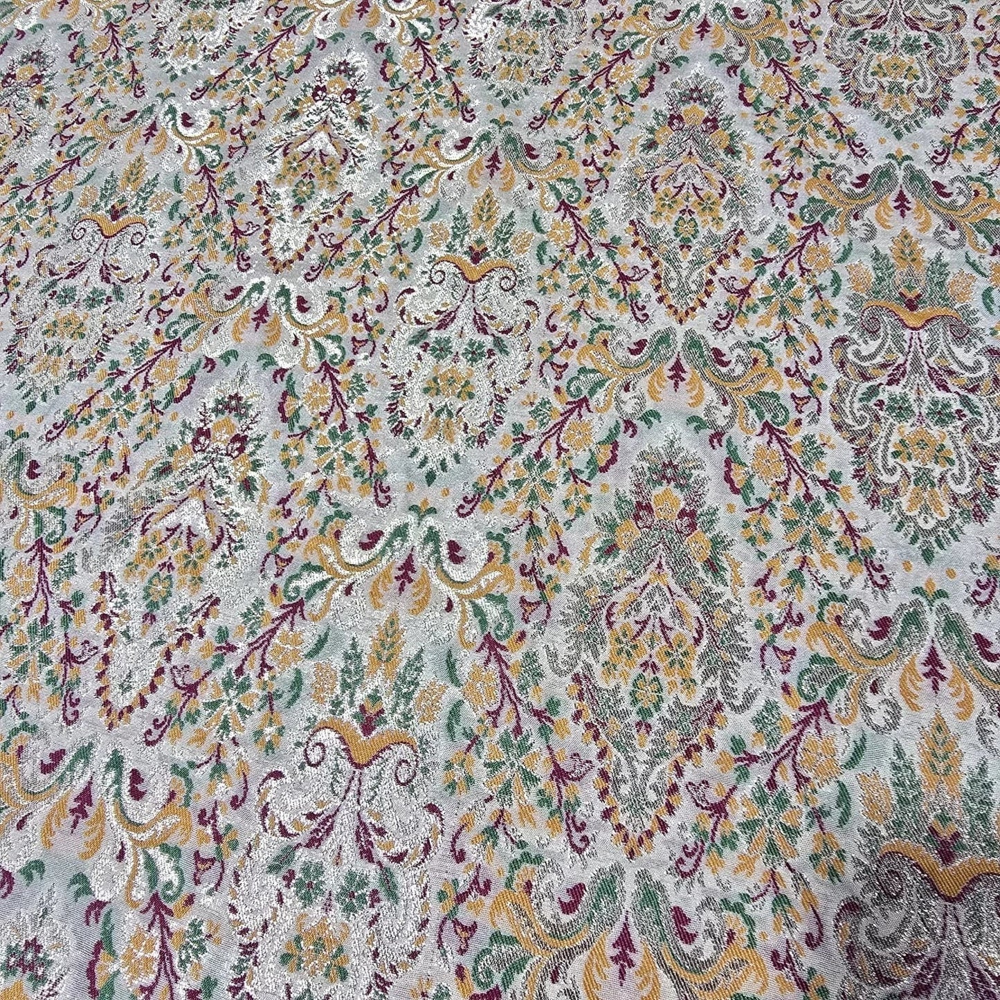 Royal Mughal Paisley Gold Jacquard Banaras Brocade Dress Craft Fabric 44" Wide By The Meter