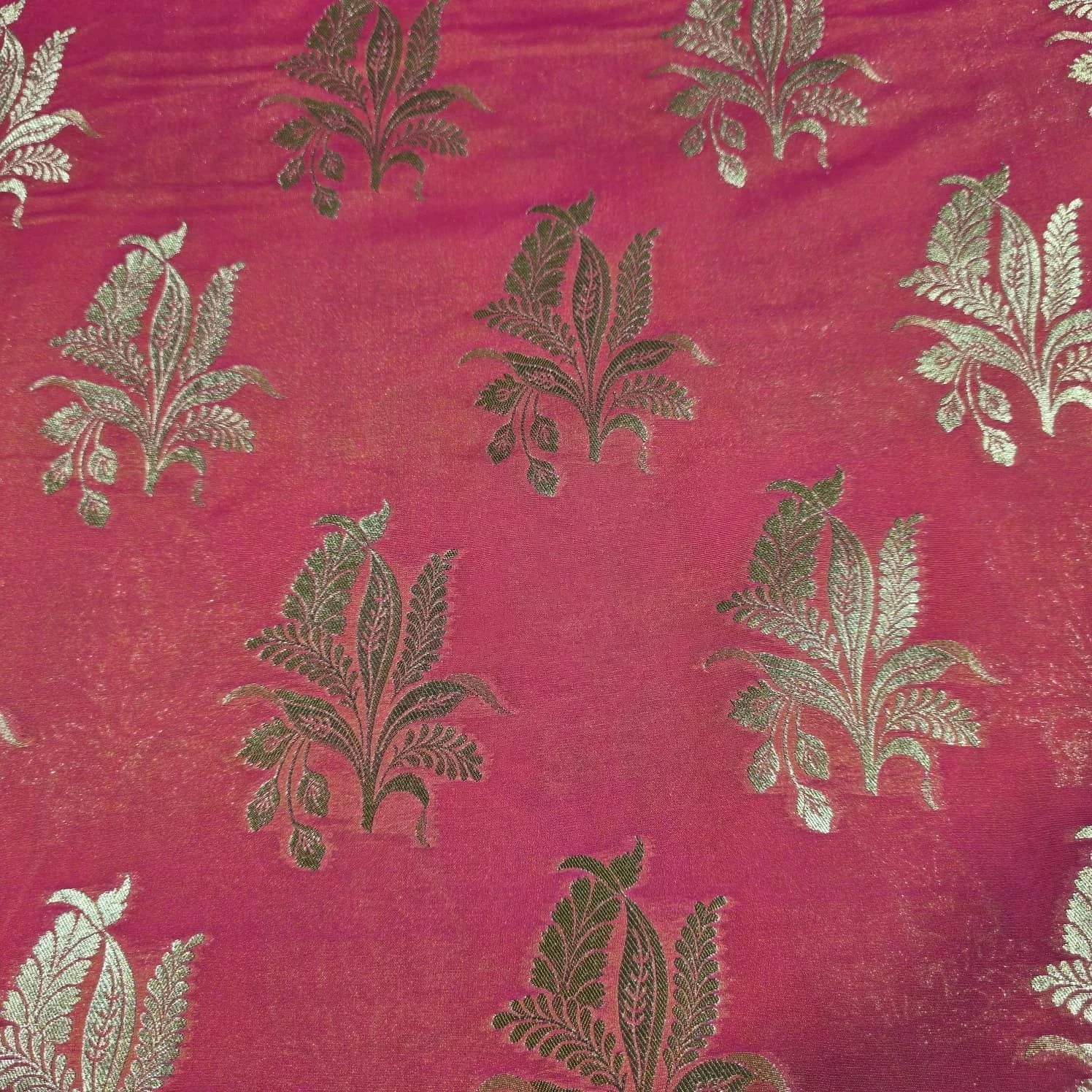 Floral Gold Jacquard Banaras Brocade Dress Craft Fabric 44