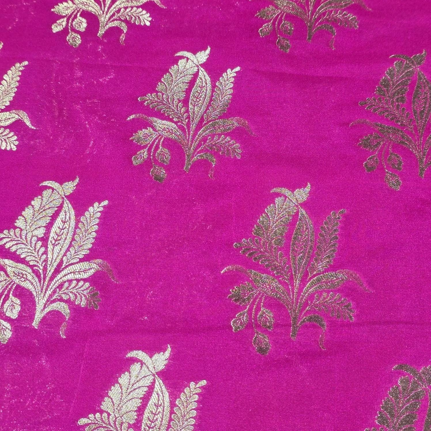 Floral Gold Jacquard Banaras Brocade Dress Craft Fabric 44