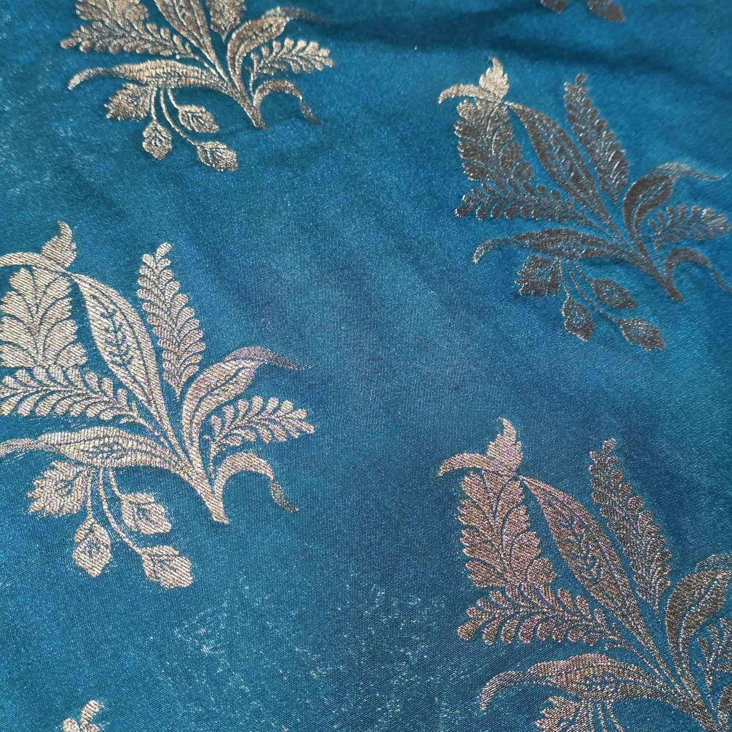 Floral Gold Jacquard Banaras Brocade Dress Craft Fabric 44