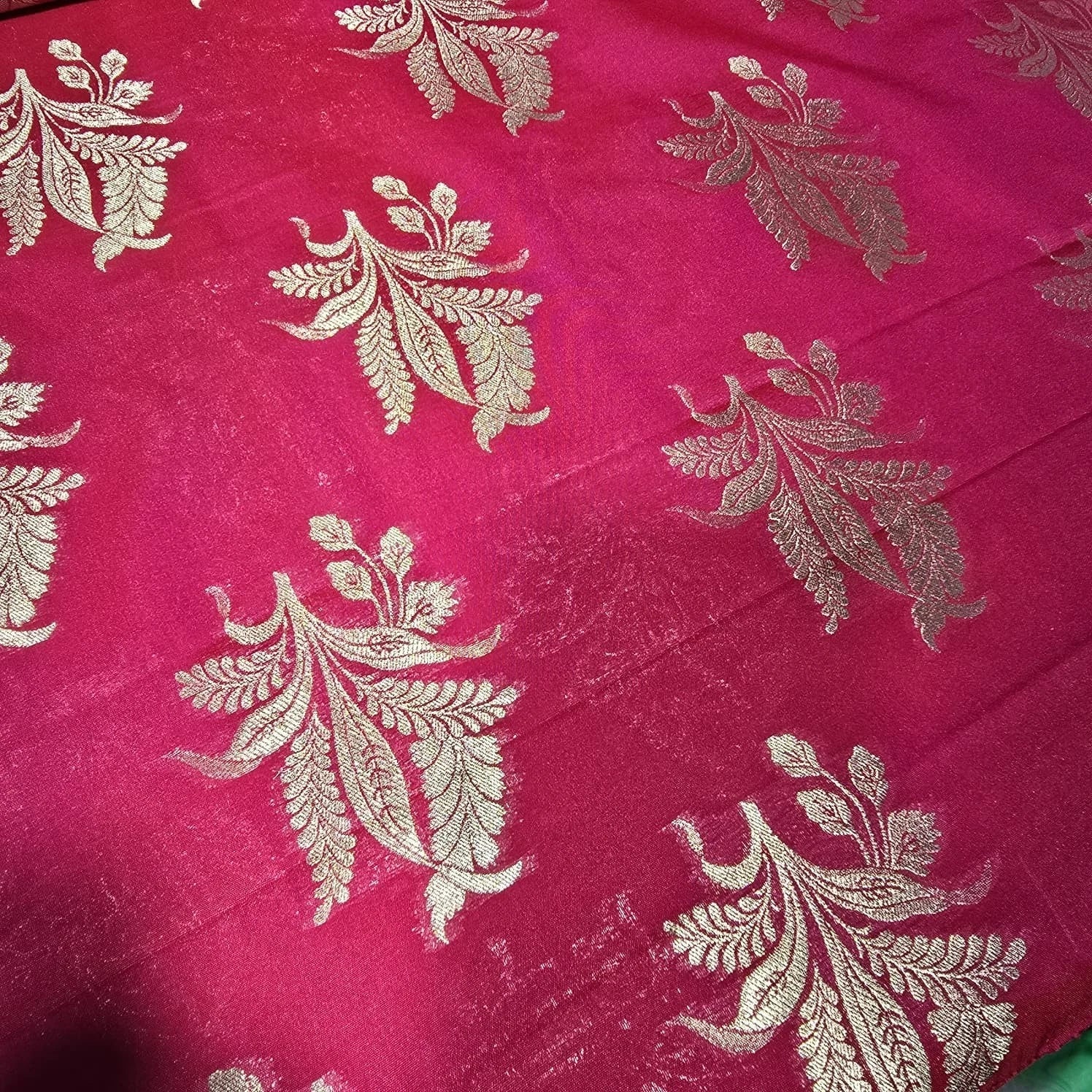 Floral Gold Jacquard Banaras Brocade Dress Craft Fabric 44