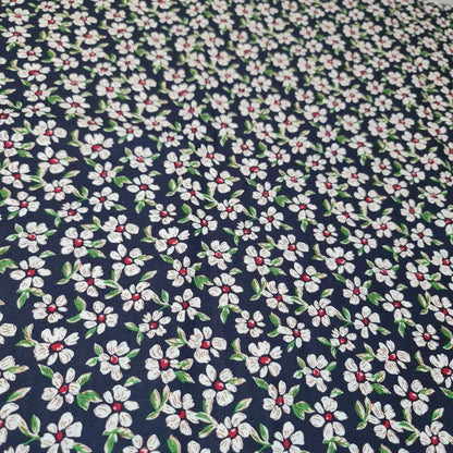 Spring Floral 100% Cotton Poplin Daisy Flower Print Fabric | 58" (147cm) Wide Dressmaking, Craft & Quilting Material – Sold by the Meter