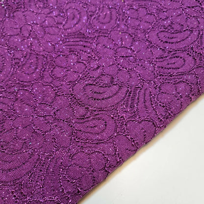 Cord Lace Crochet Fabric | 58" (147cm) Wide Floral Glitter Embroidery Bridal, Dressmaking & Craft Material – Sold by the Metre