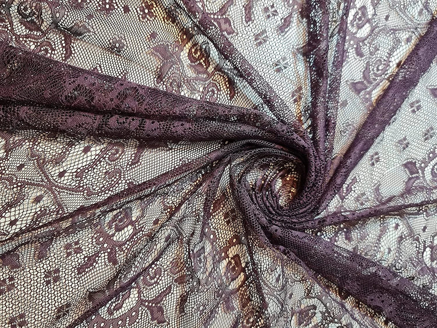 Floral Bridal Lace Fabric | 58" (147cm) Wide Polyester Mesh & Elastane Blend Dressmaking Material – Sold by the Metre