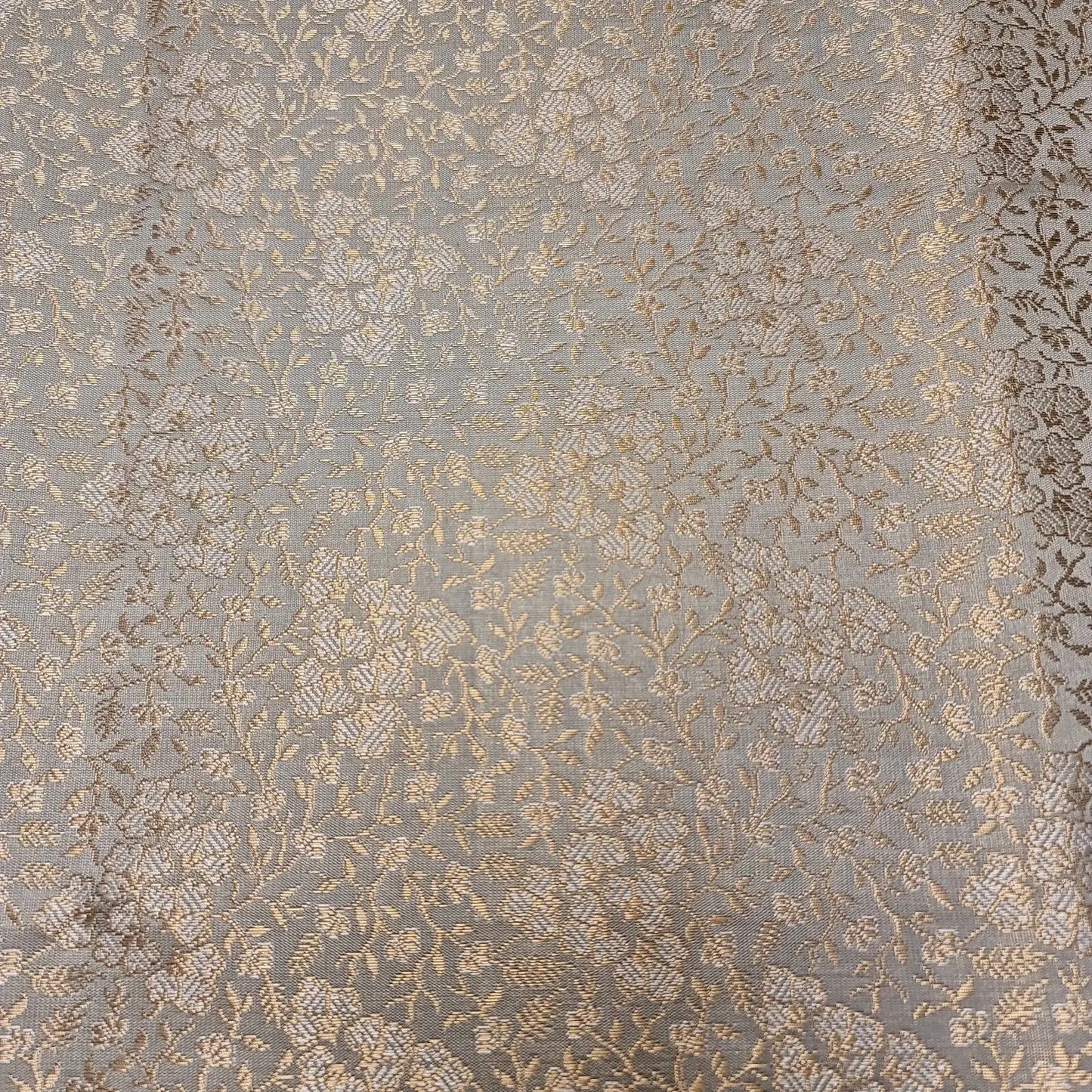 Ornamental Floral Pastels Indian Brocade Fabric | Gold Metallic Design 44" (112cm) Wide Dress, Craft & Décor Material – Sold by the Meter