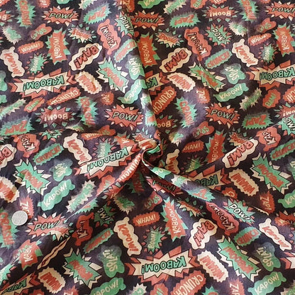 Superhero Comic POW Polycotton Fabric | 44" (112cm) Wide Kids Costume, Dressmaking & Craft Material – Sold by the Metre