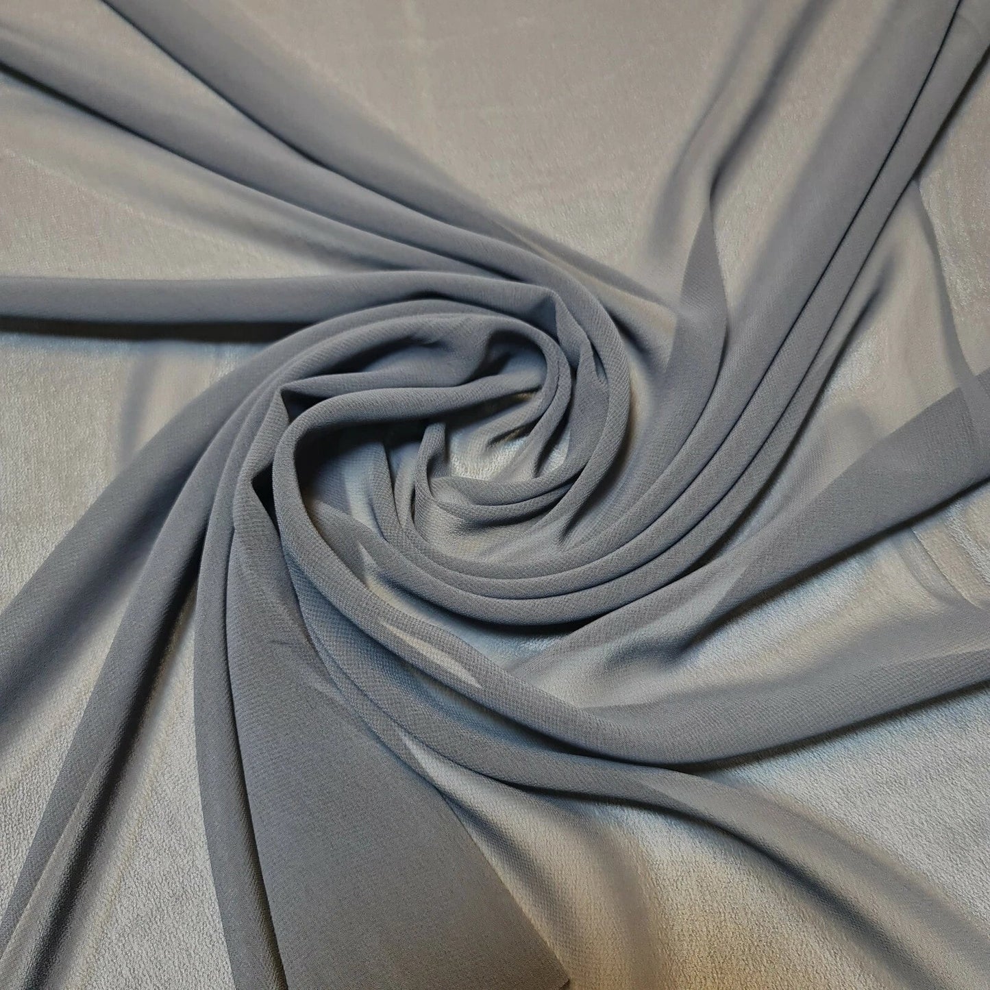 Chiffon Sheer Plain Soft Polyester Fabric – 44" Wide for Wedding, Dress & Craft – 30m Bolt/Roll  Grey (S)