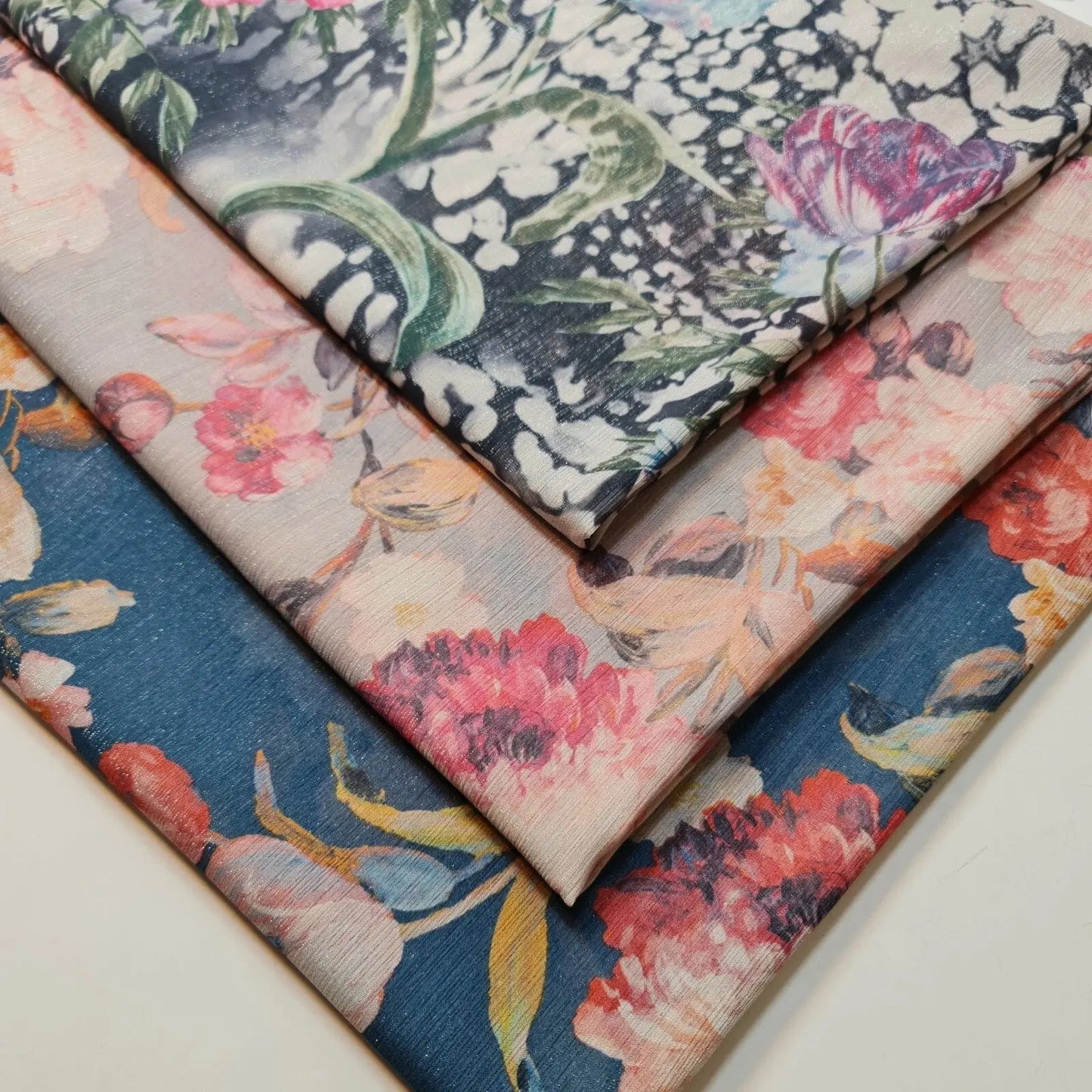 Floral Lurex Chiffon Fabric – Crepe Sheer 147cm (58") Wide Dressmaking Material by the Metre