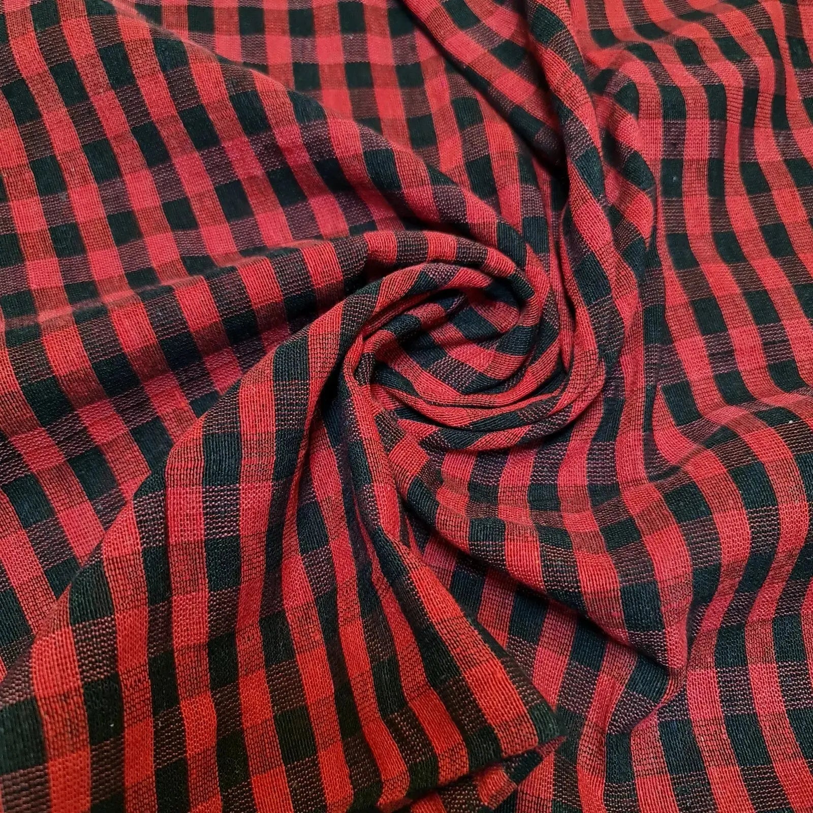 100% Cotton Gingham Woven Fabric | 1/8" Plaid Check 36" (91cm) Wide Dressmaking, Craft & Quilting Material – Sold by the Meter  Red Black