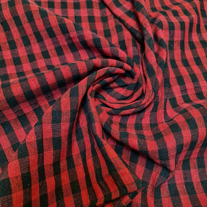 100% Cotton Gingham Woven Fabric | 1/8" Plaid Check 36" (91cm) Wide Dressmaking, Craft & Quilting Material – Sold by the Meter  Red Black