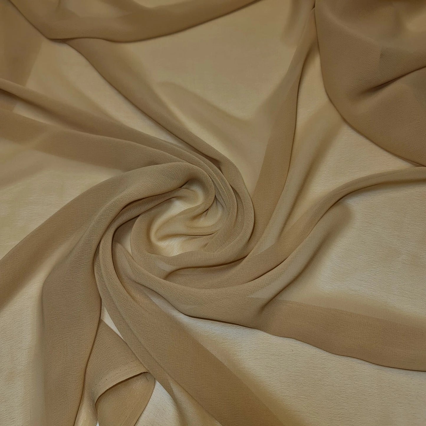 Chiffon Sheer Plain Soft Polyester Fabric – 44" Wide for Wedding, Dress & Craft – 30m Bolt/Roll  Beige Gold