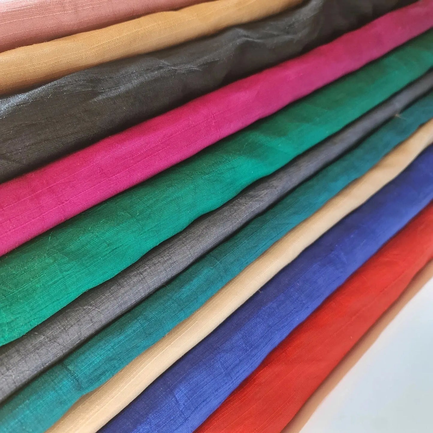 Faux Dupion Raw Silk Fabric – Plain Slub 112cm (44") Wide Polyester Bridal & Upholstery Material by the Metre