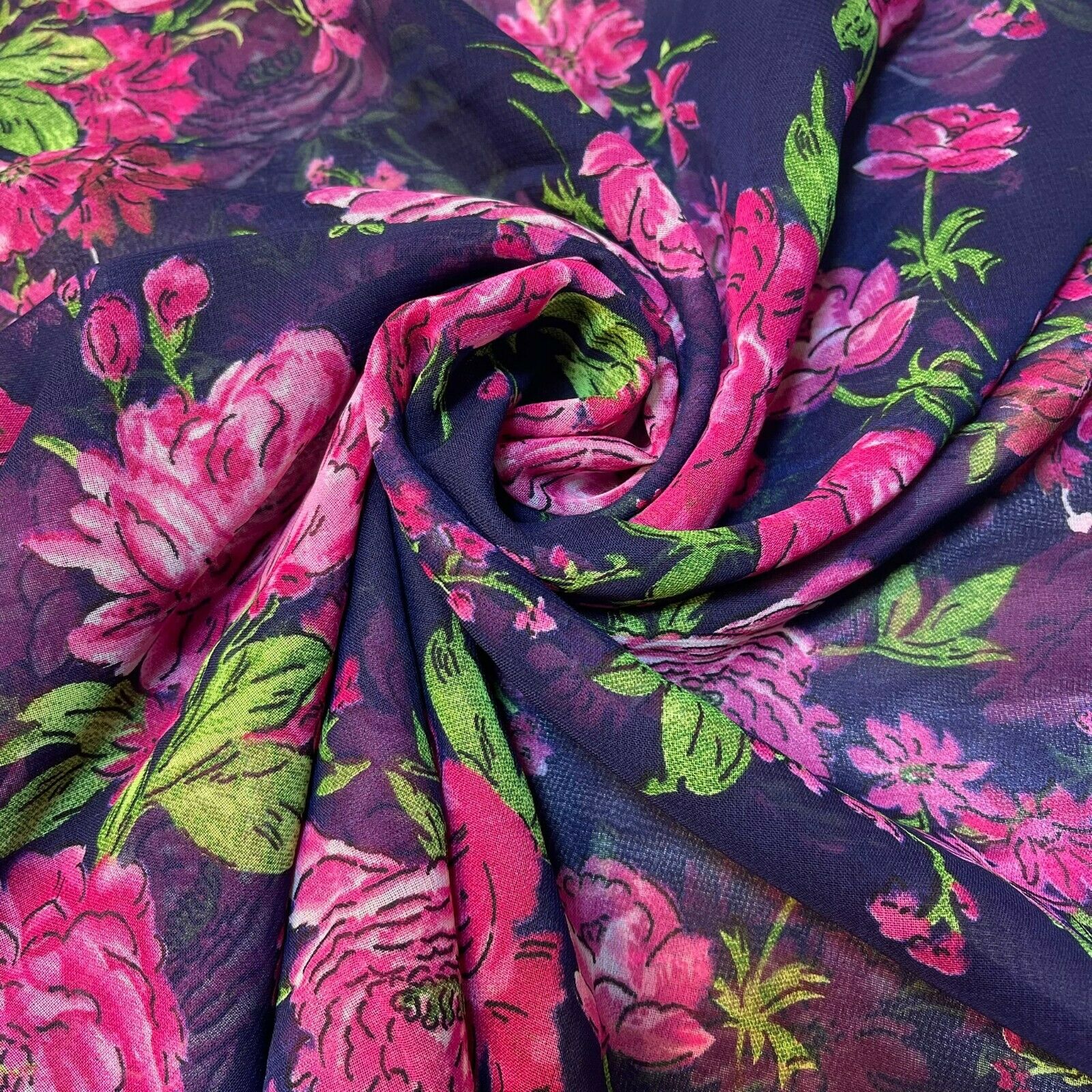 Floral Printed Polyester Georgette and Sheer Chiffon Fabric – Summer Dress Material