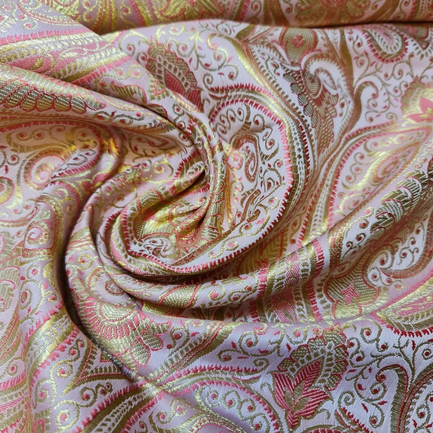 Ornamental Paisley Indian Banarasi Brocade Fabric | 44" (112cm) Wide Luxurious Decorative Jacquard Material – Sold by the Metre