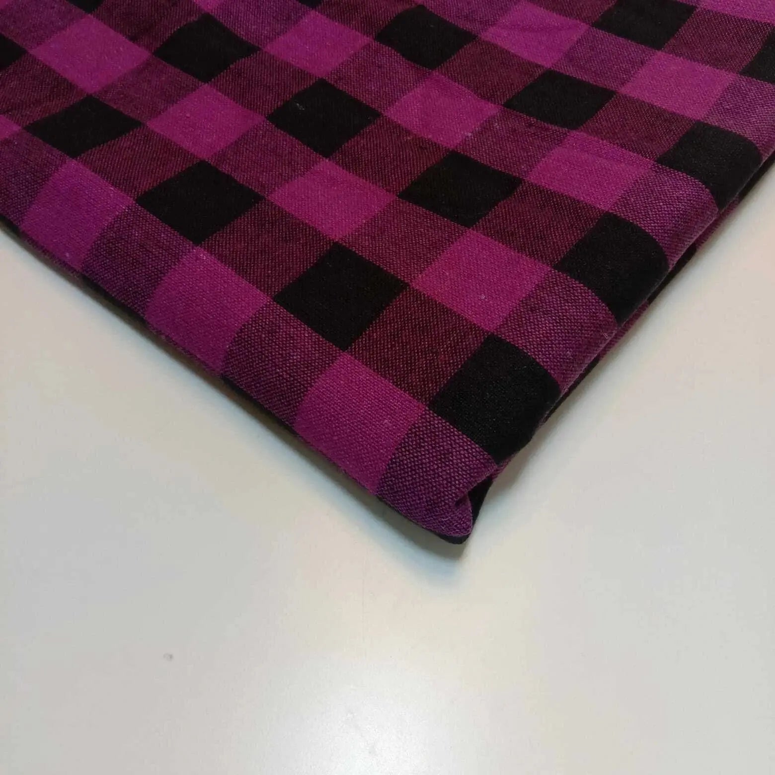 Premium 100% Cotton Gingham Khadi Handloom Fabric | 1" Check Soft Linen-Feel Cloth 42" (107cm) Wide – Sold by the Meter