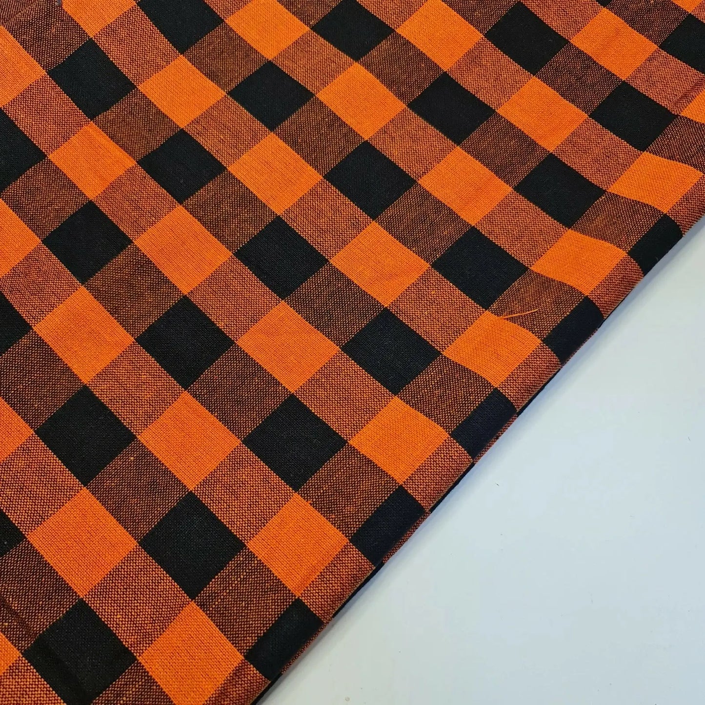 Premium 100% Cotton Gingham Khadi Handloom Fabric | 1" Check Soft Linen-Feel Cloth 42" (107cm) Wide – Sold by the Meter