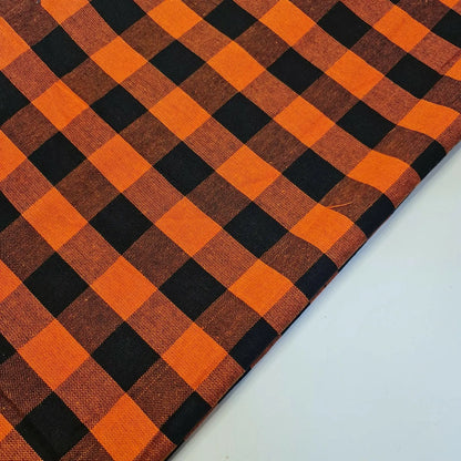 Premium 100% Cotton Gingham Khadi Handloom Fabric | 1" Check Soft Linen-Feel Cloth 42" (107cm) Wide – Sold by the Meter