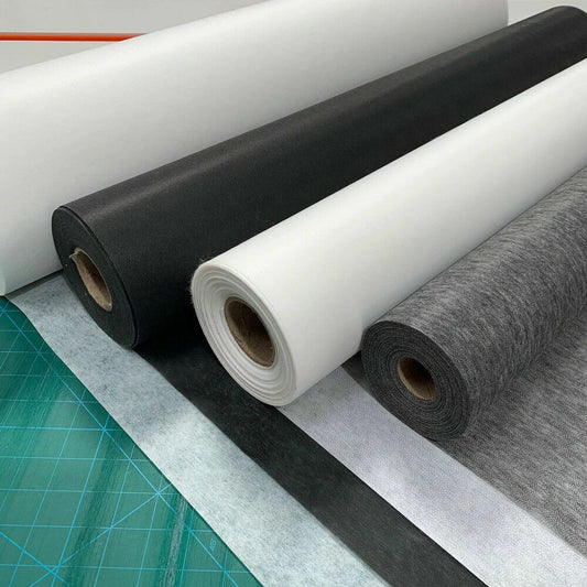 Lightweight Iron-On Interfacing | 99cm (39") Wide Premium Non-Woven Fusible Fabric – 100m Roll (White & Black)