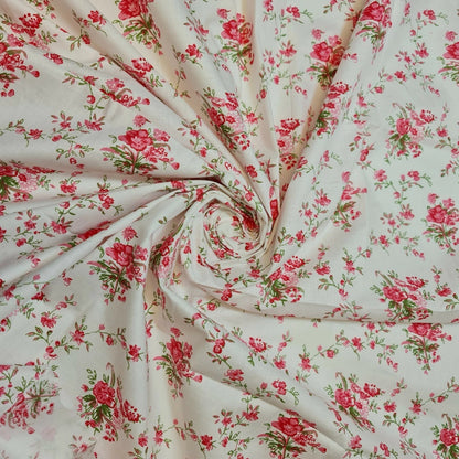 100% Cotton Printed Fabric | Leopard, Ditsy, Vintage, Polka & Rose Floral Designs – 44" (112cm) Wide Soft Dressmaking & Craft Material – Sold by the Metre  Rose Blossom Vine