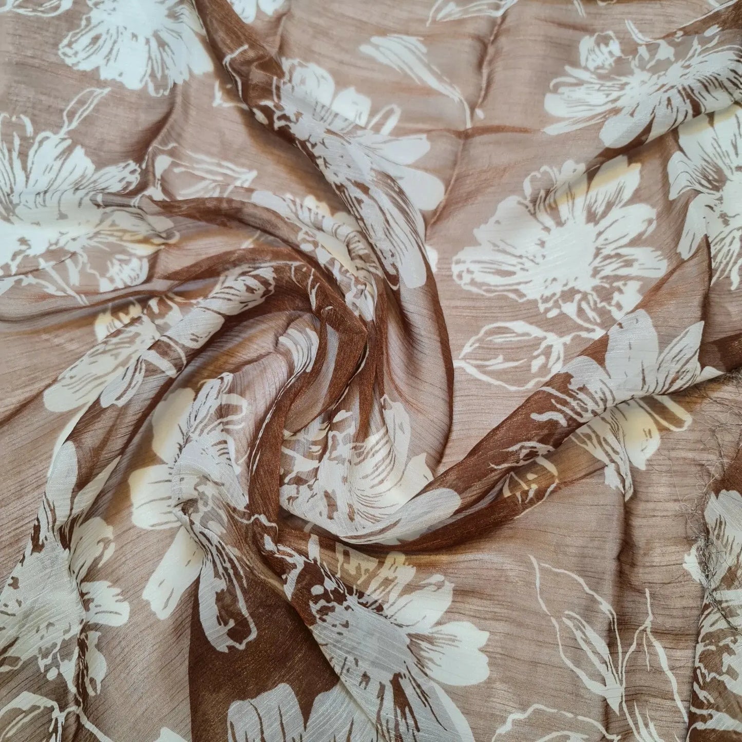 Crinkle Floral Chiffon Georgette Fabric | 58" (147cm) Wide Soft Dressmaking, Drape & Craft Material – Sold by the Metre