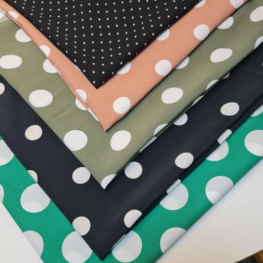 Polka Printed Fabric | 58" (147cm) Wide Georgette, Chiffon & Crepe Dressmaking Material – Sold by the Metre