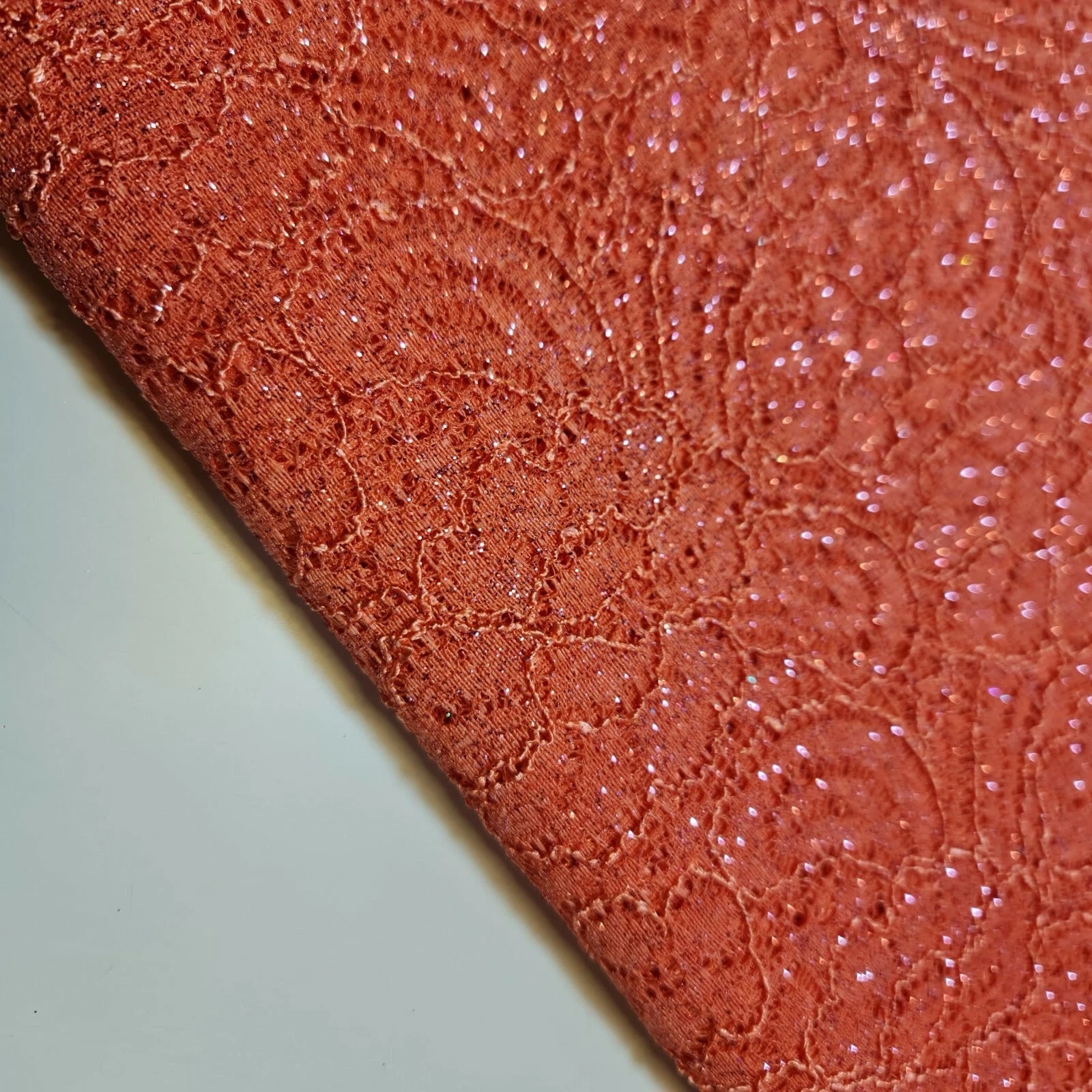 Cord Lace Crochet Fabric | 58" (147cm) Wide Floral Glitter Embroidery Bridal, Dressmaking & Craft Material – Sold by the Metre