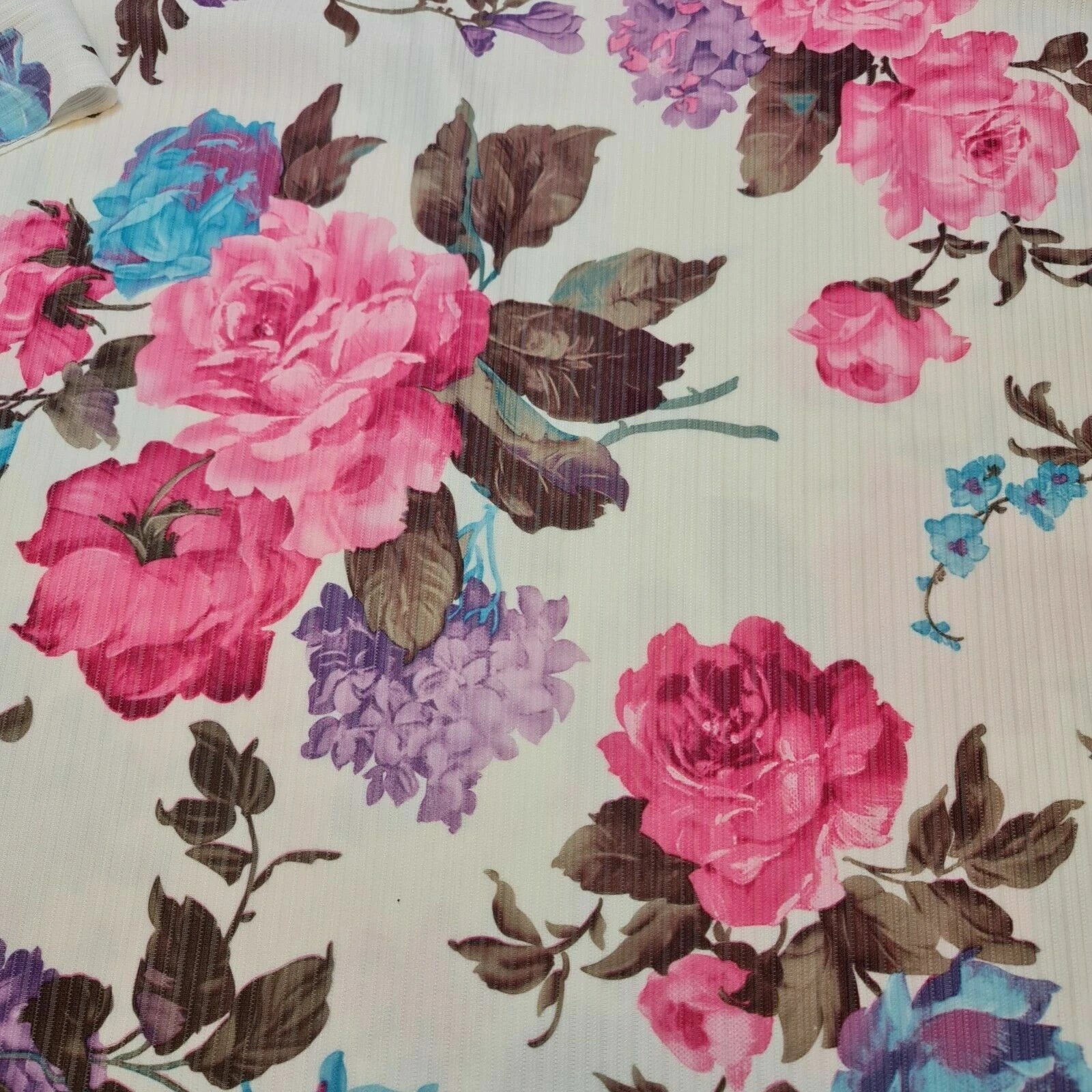 Plain & Printed Ribbed / Waffle Stretch Jersey Fabric | 58