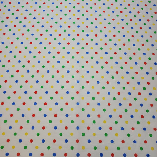 MULTI DOTS PEA PIN SPOTTY POLKA DOT POLYCOTTON FABRIC DRESS QUILTING MATERIAL 44"