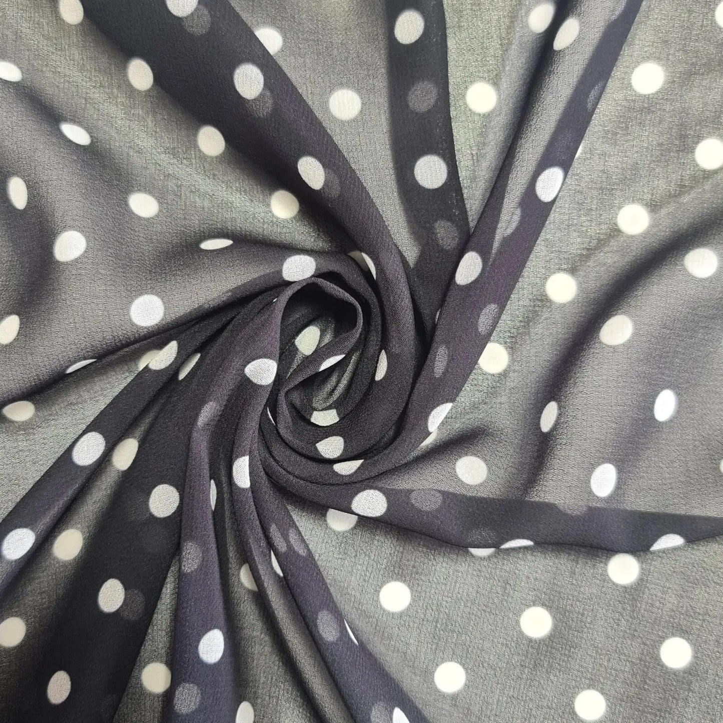 Polka Printed Fabric | 58" (147cm) Wide Georgette, Chiffon & Crepe Dressmaking Material – Sold by the Metre