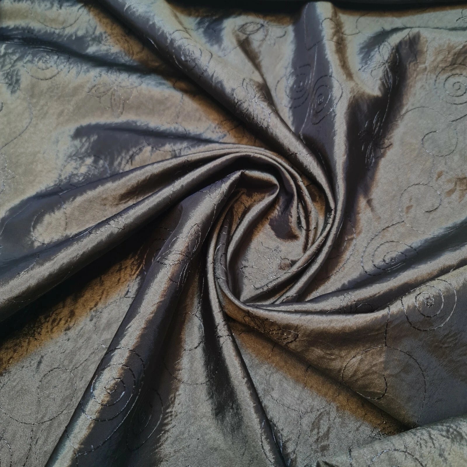 Embroidered & Self-Print Luxury Faux Silk Taffeta Fabric | 58