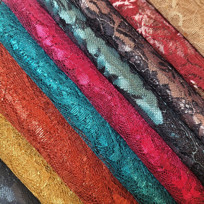 Floral Bridal Lace Fabric – 58" Wide Polyester Mesh & Elastane Blend Dress Material by the Meter
