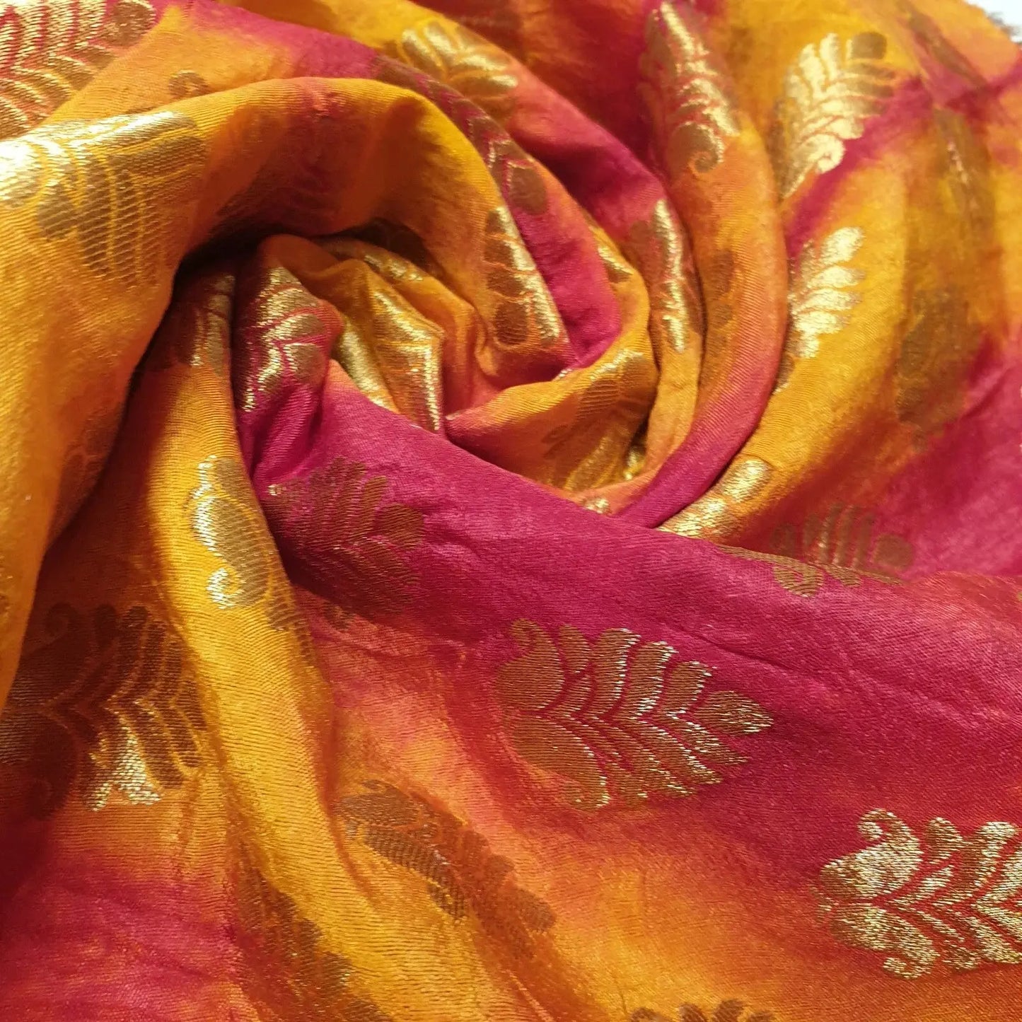 Royal Emblem Indian Vintage Tie Dye Jacquard Banarasi Brocade Fabric | 44" (112cm) Wide Dress & Craft Material – Sold by the Metre