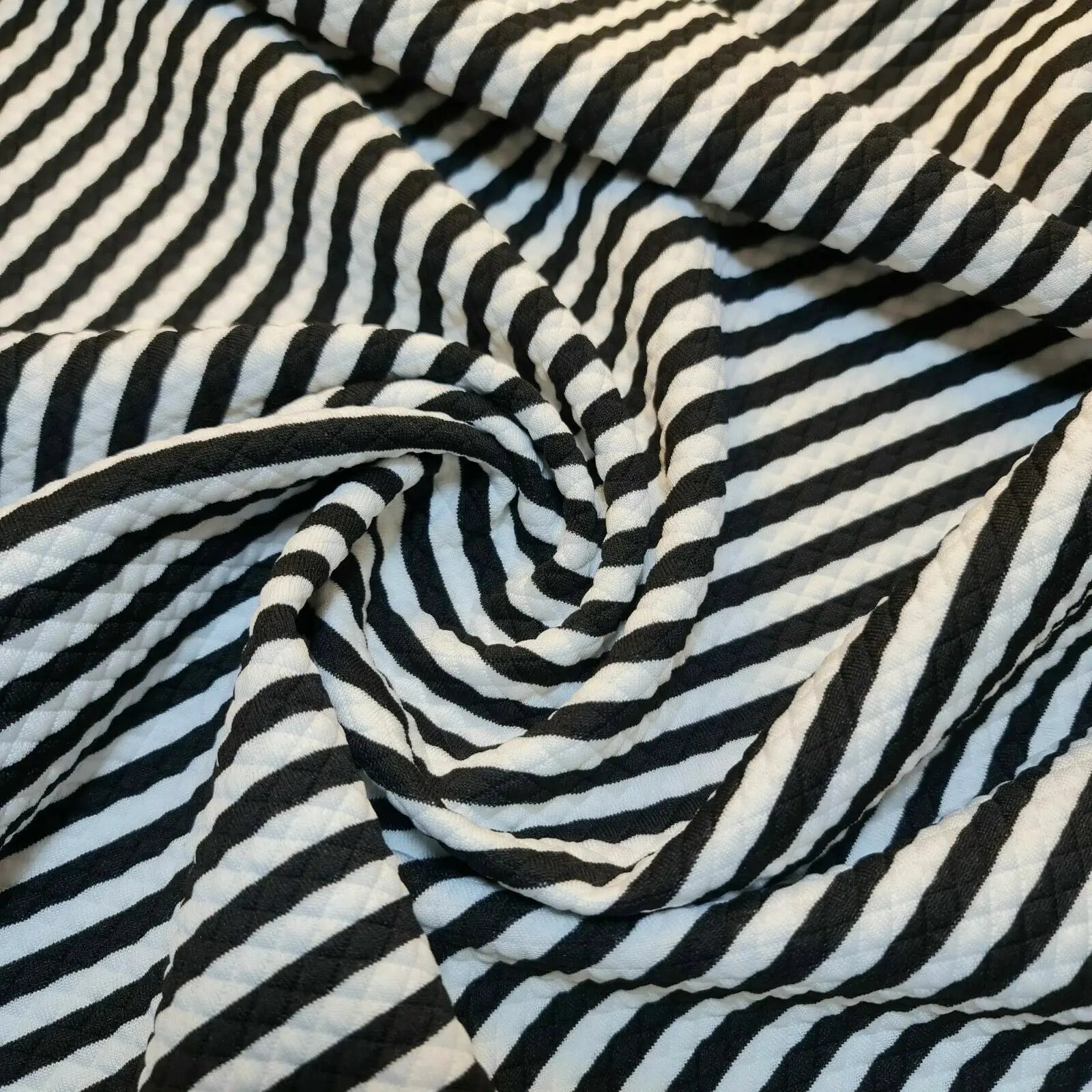 Plain & Printed Ribbed / Waffle Stretch Jersey Fabric | 58" (147cm) Wide Viscose Polyester Spandex 4-Way Stretch Dress & Craft Material – Sold by the Metre