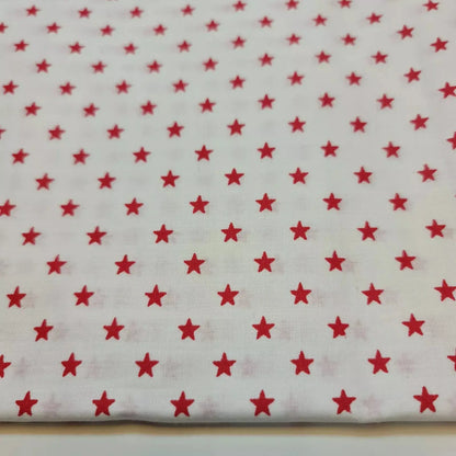 100% Cotton Poplin Star Print Fabric | White Base 44" (112cm) Wide Soft Dressmaking, Quilting & Craft Material – Sold by the Metre