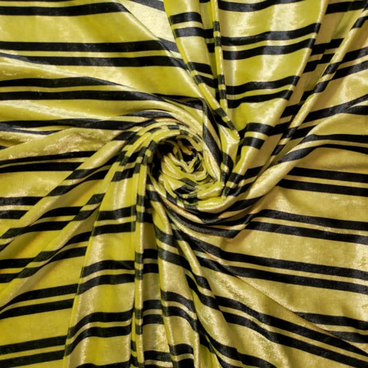 Yellow & Black Crushed Velvet Stripe