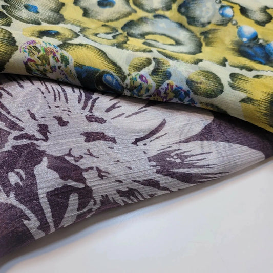 Crinkle Floral Chiffon Georgette Fabric | 58" (147cm) Wide Soft Dressmaking, Drape & Craft Material – Sold by the Metre